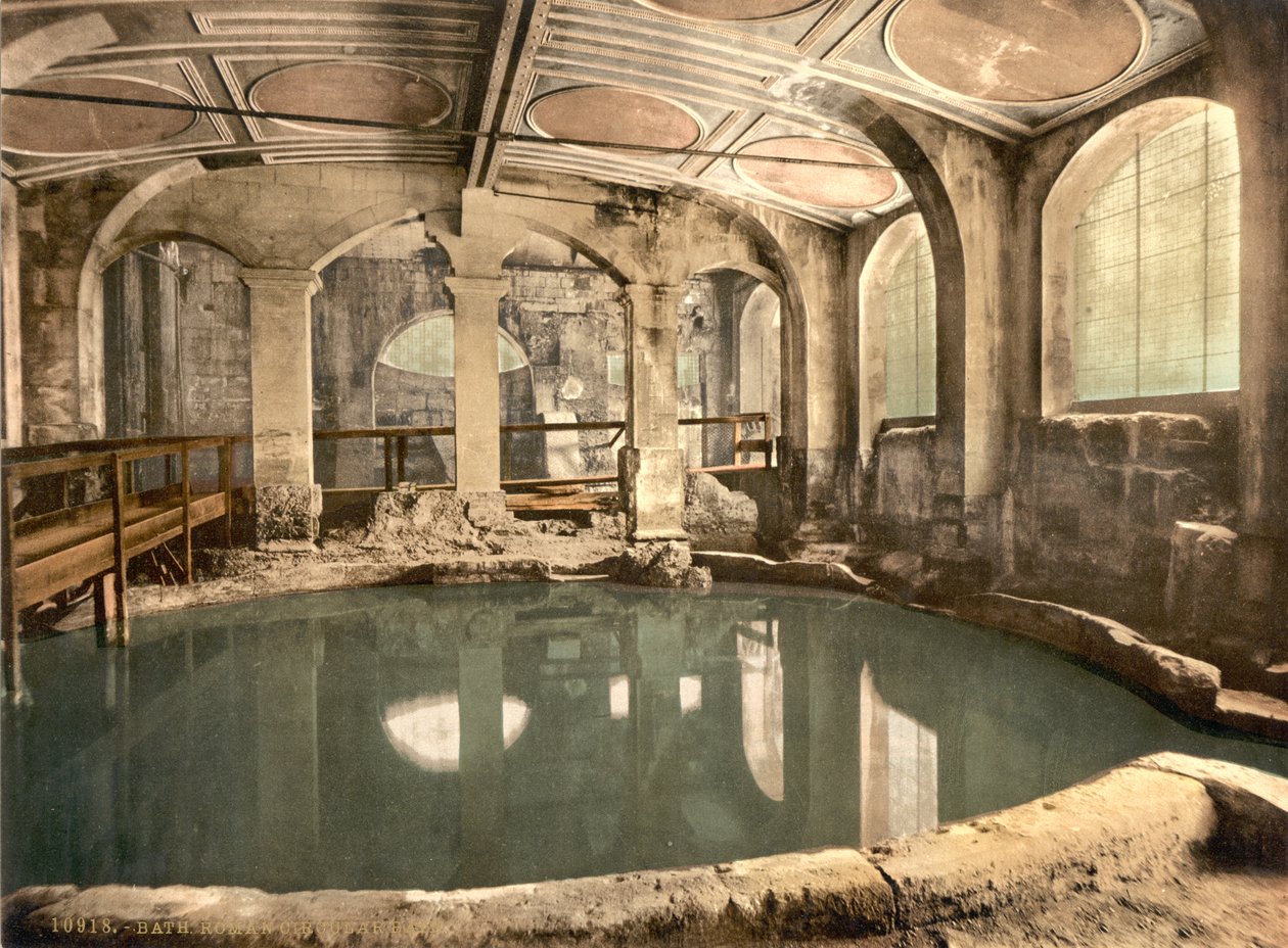 罗马浴场和修道院，环形巴思，巴思，约 1890-1900 年（感光照片）。 作者 底特律出版公司