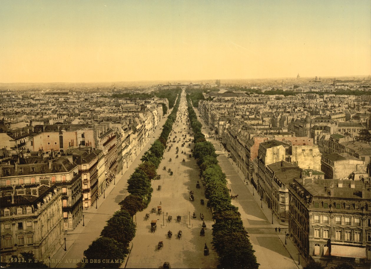 香榭丽舍大街，巴黎，1890-1900（photochrom） 作者 底特律出版公司