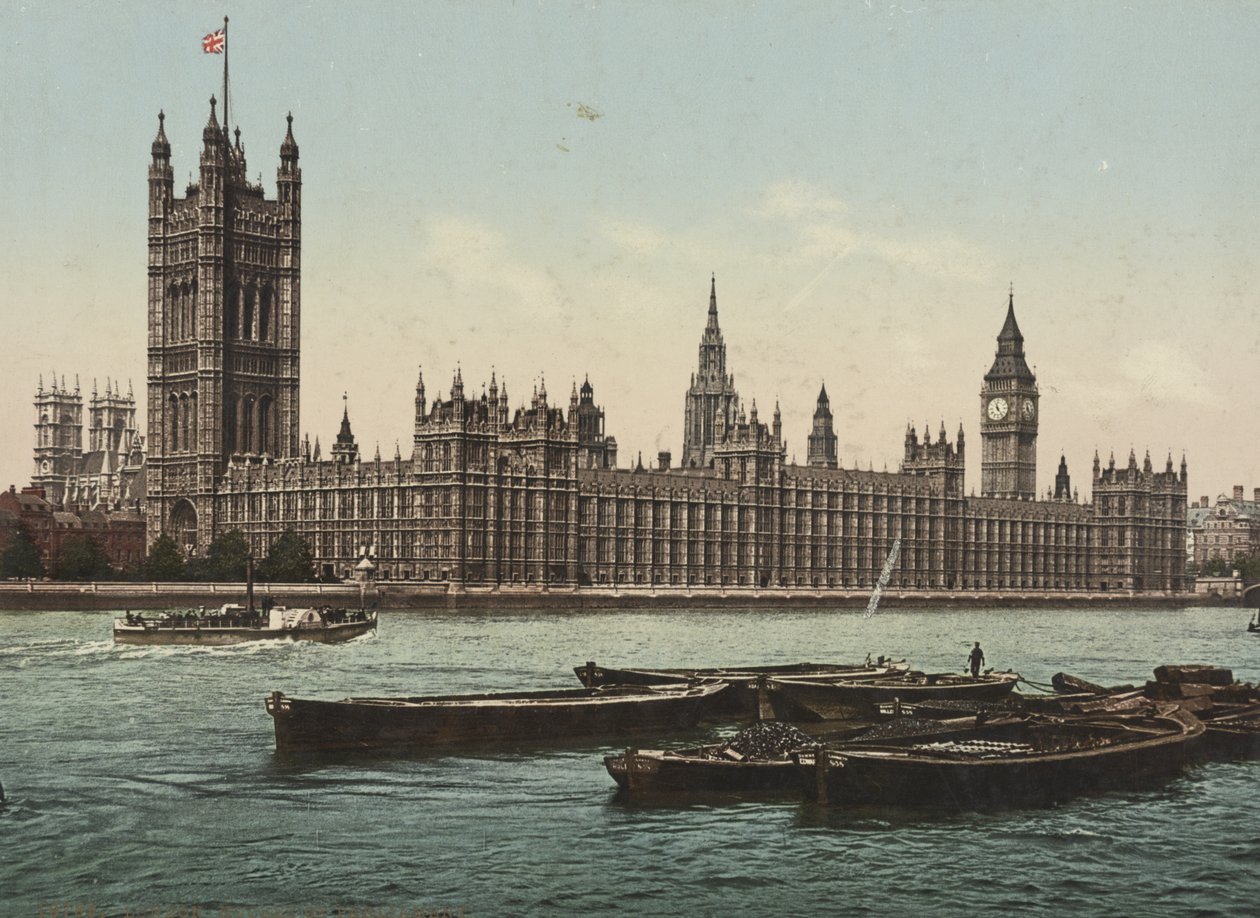 议会大厦从河，伦敦，1890-1900（photochrom） 作者 底特律出版公司