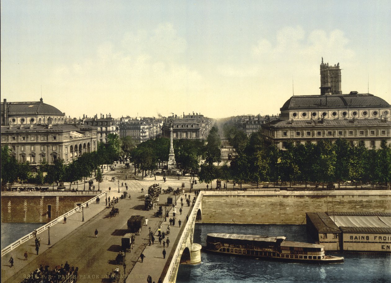 Place du Chatelet，巴黎，1890-1900（photochrom） 作者 底特律出版公司