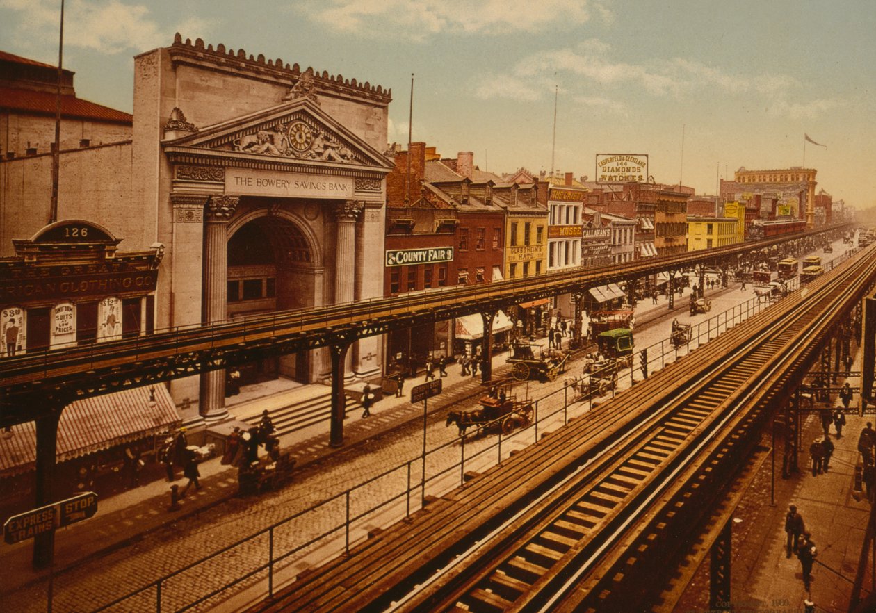 The Bowery，纽约市，c.1900（photochrom） 作者 底特律出版公司
