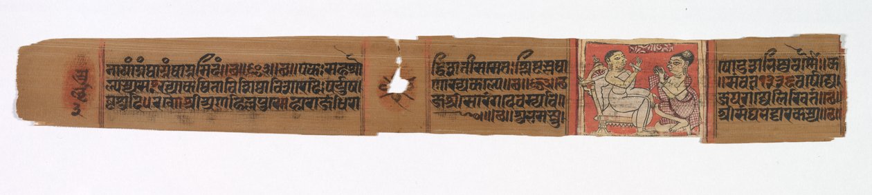 耆那教手稿的叶子：扉页，Kalpa-sutra和Kalakacharya的故事...，12世纪末。 作者 梵天