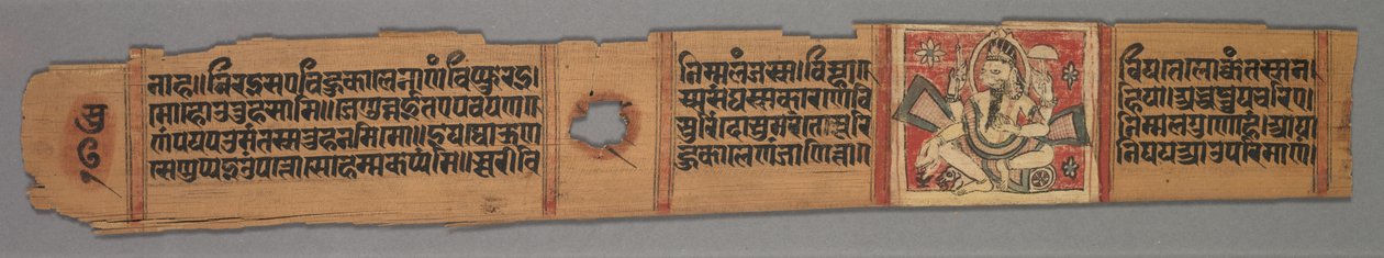 耆那教手稿的叶子：Devachandra的Kalakacharya的故事：文本直页，1279。 作者 梵天