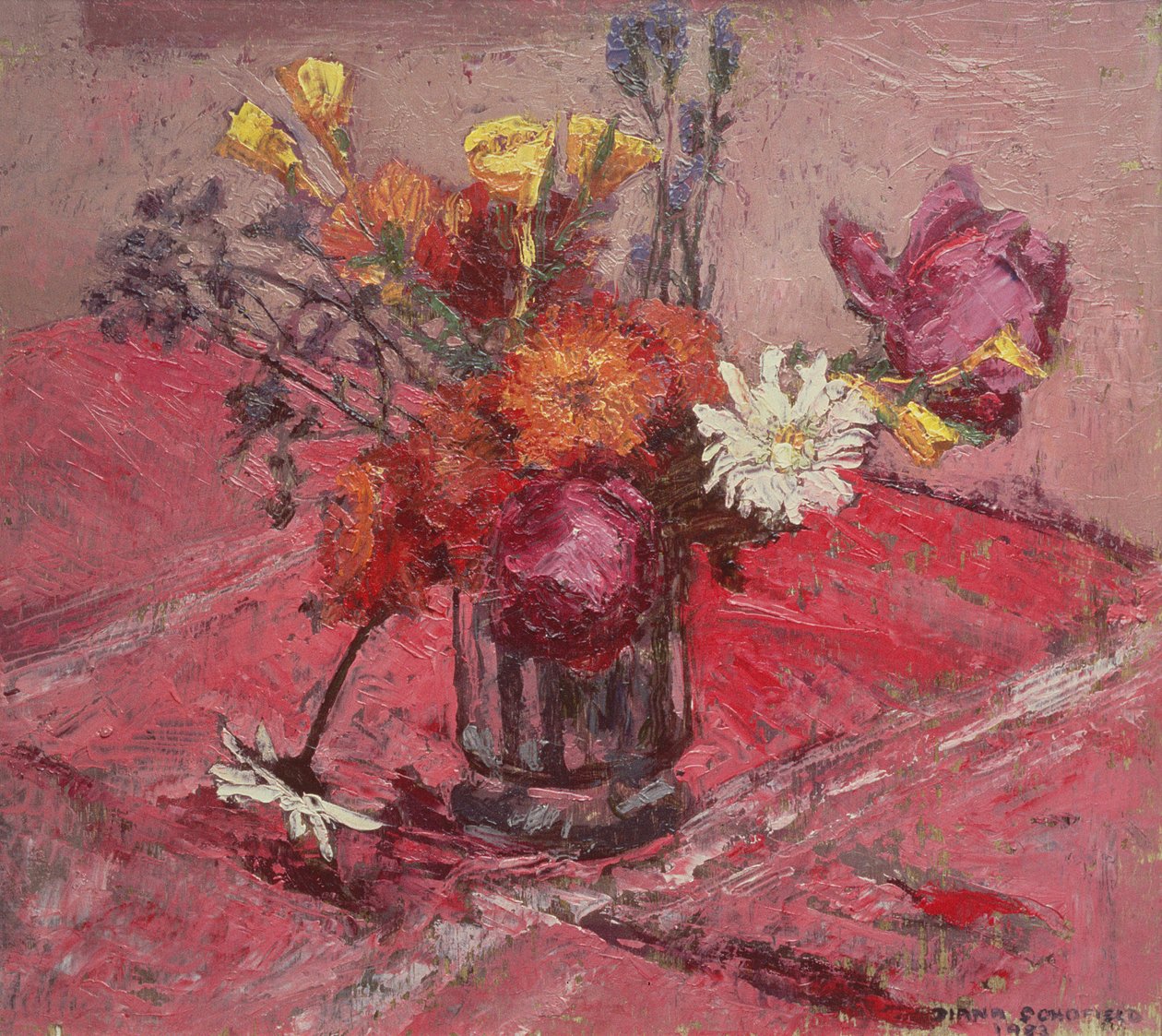 静物与花瓶，1983年 作者 戴安娜·斯科菲尔德（Diana Schofield）