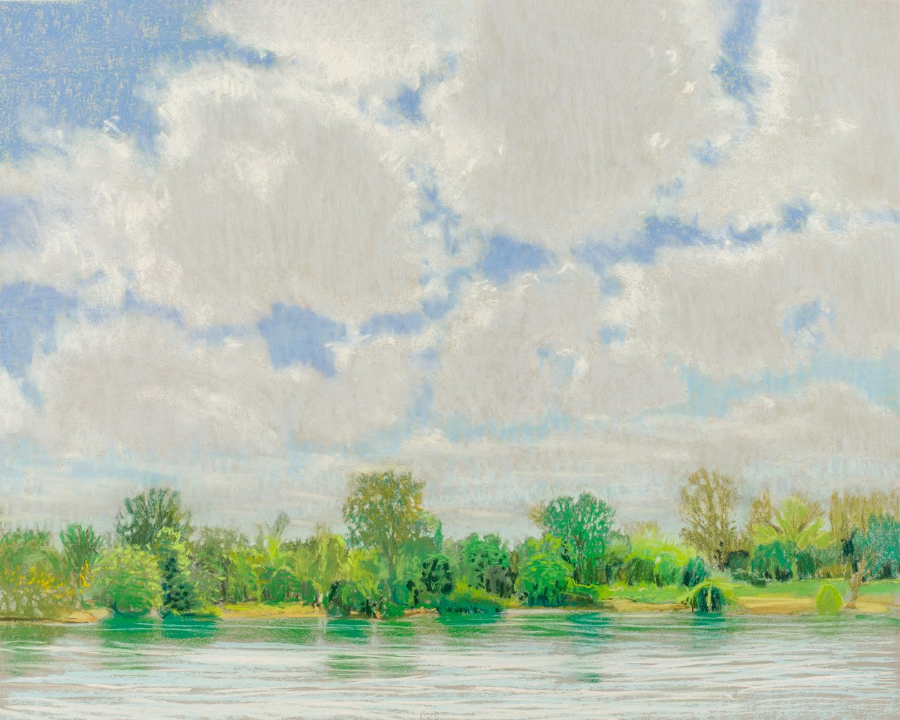 美国河景，2017（纸上粉彩画） 作者 戴安娜·扬斯