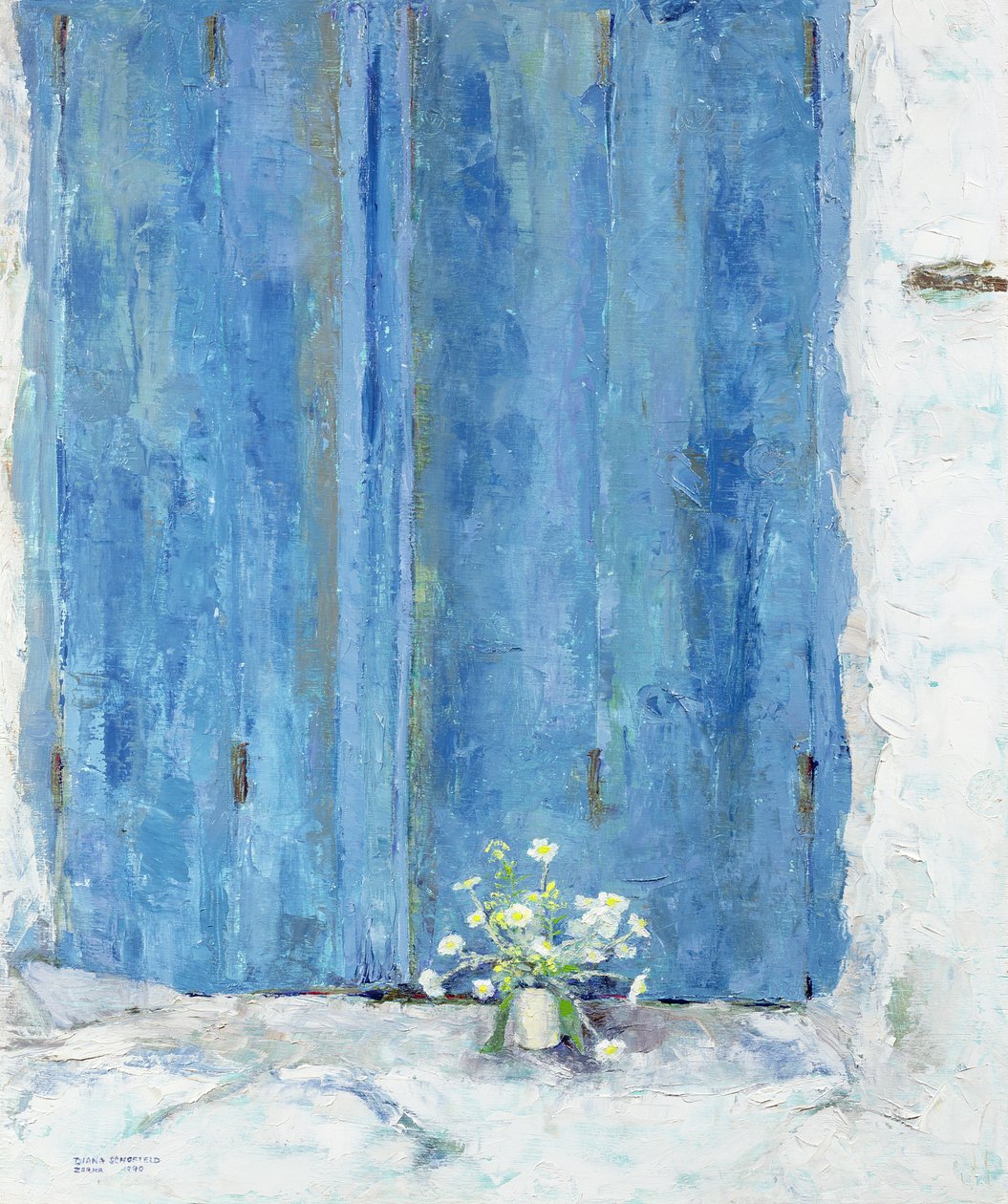 Blue Shutter，1990（董事会） 作者 戴安娜·斯科菲尔德（Diana Schofield）