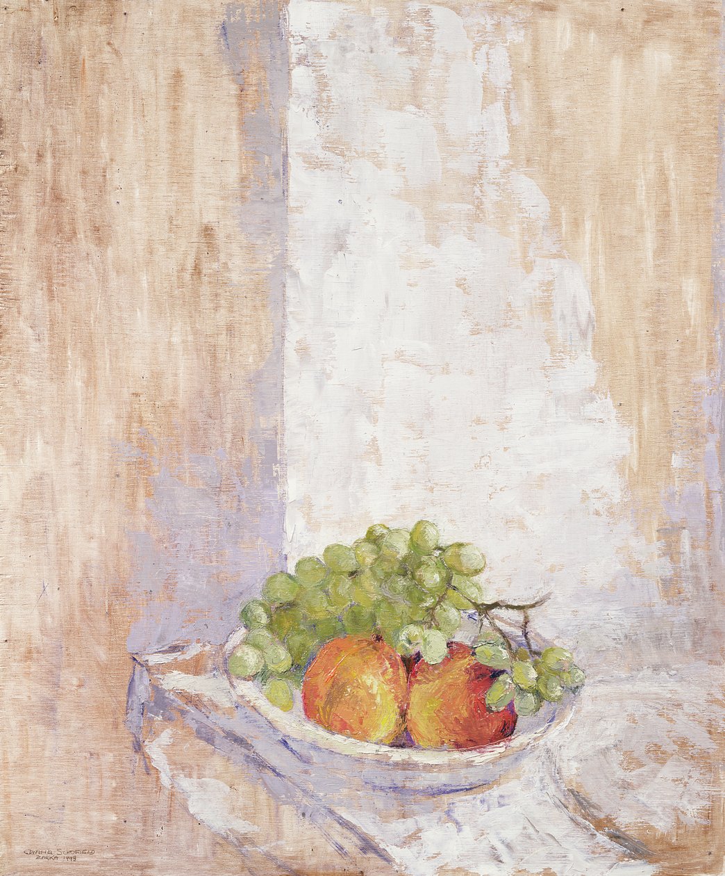 桃子和葡萄，1993（板） 作者 戴安娜·斯科菲尔德（Diana Schofield）