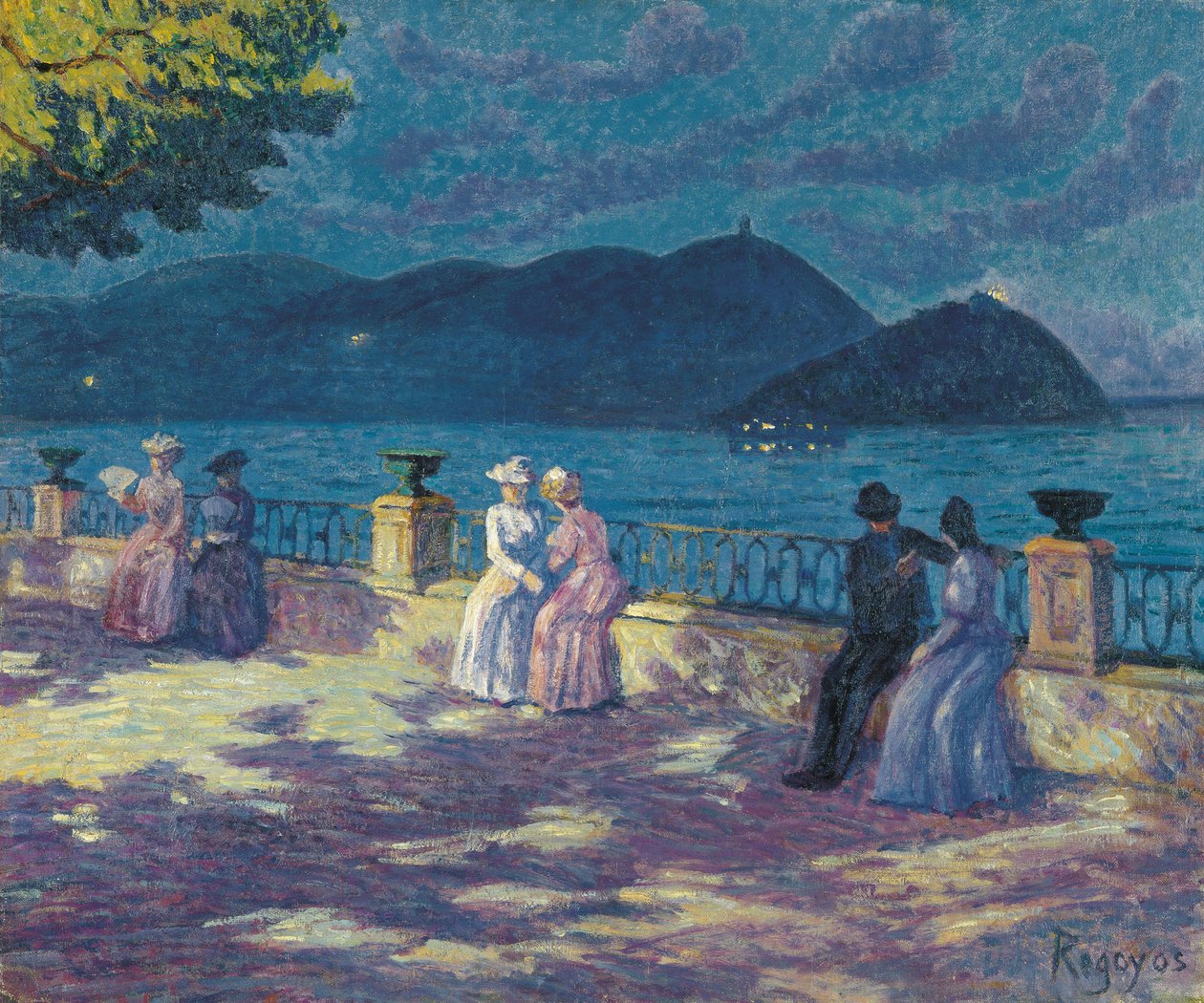 La Concha at night-time - Regoyos y Valdes, Dario de (1857-1913) - c. 1906 - Oil on canvas - 54x65 - Museo Carmen Thyssen, Malaga 作者 Diario或Dario de Regoyos y Valdes
