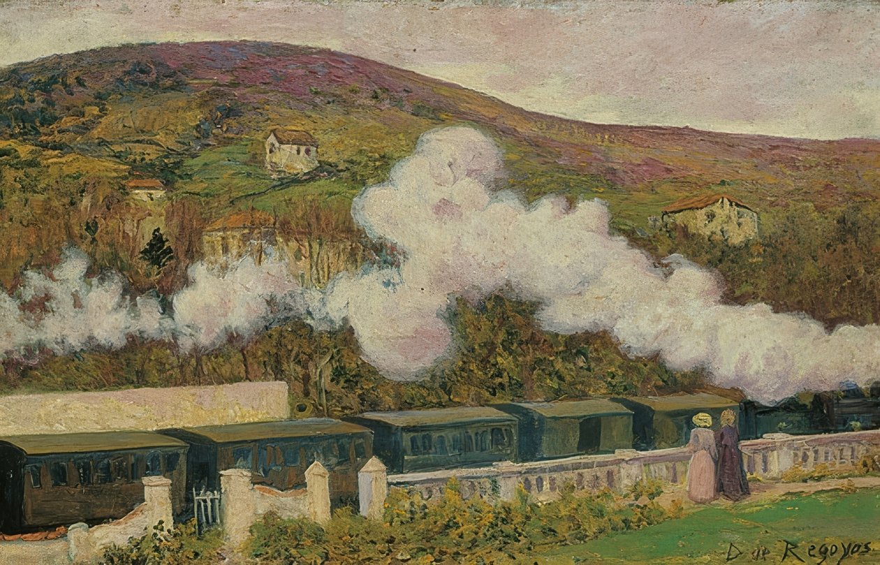 经过火车。 1902年 作者 Diario或Dario de Regoyos y Valdes