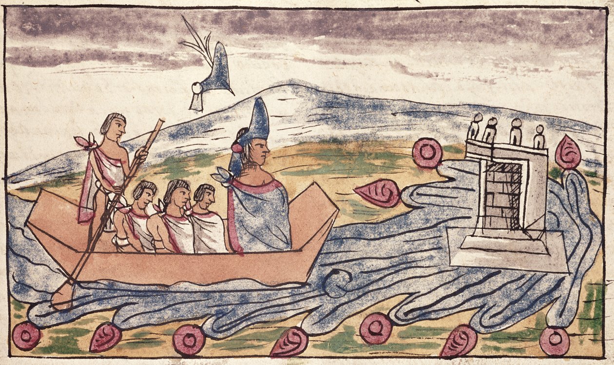 FOL。 192v Montezuma II（1466-1520）在听到1579年西班牙人的降落后迅速离开 作者 迭戈·杜兰（Diego Duran）