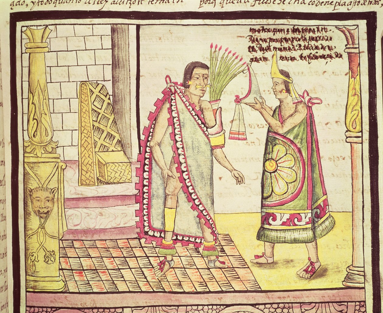Fol.152v蒙特祖玛二世的王冠（1466-1520），最后的墨西哥皇帝，1502年，1579年 作者 迭戈·杜兰（Diego Duran）