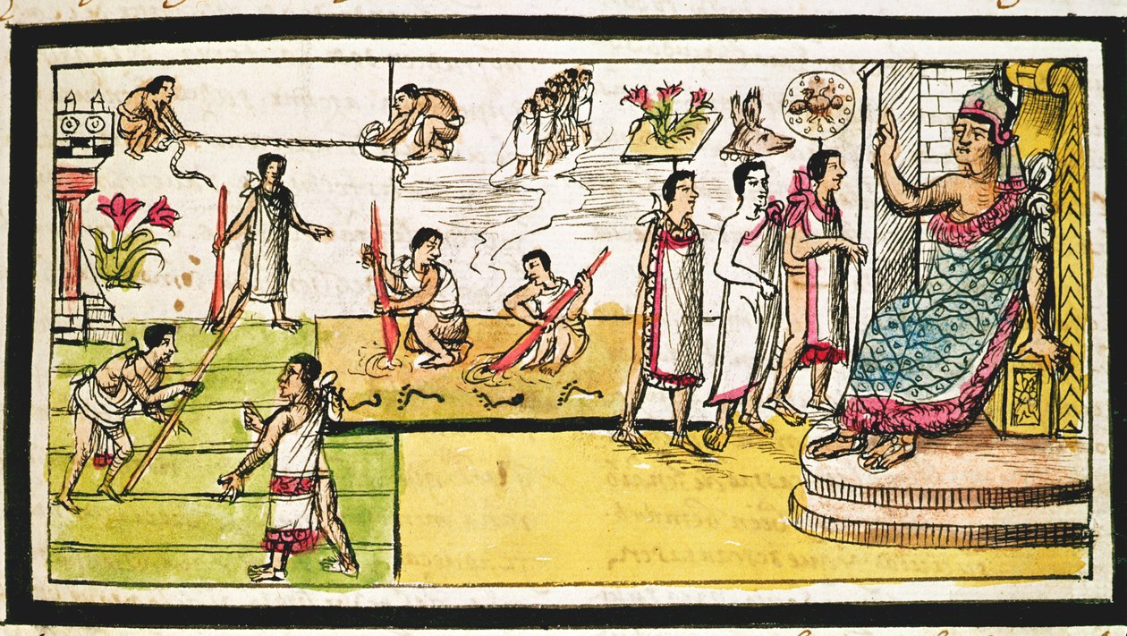 Fol.40r Tenochtitlan的建设，1579 作者 迭戈·杜兰（Diego Duran）