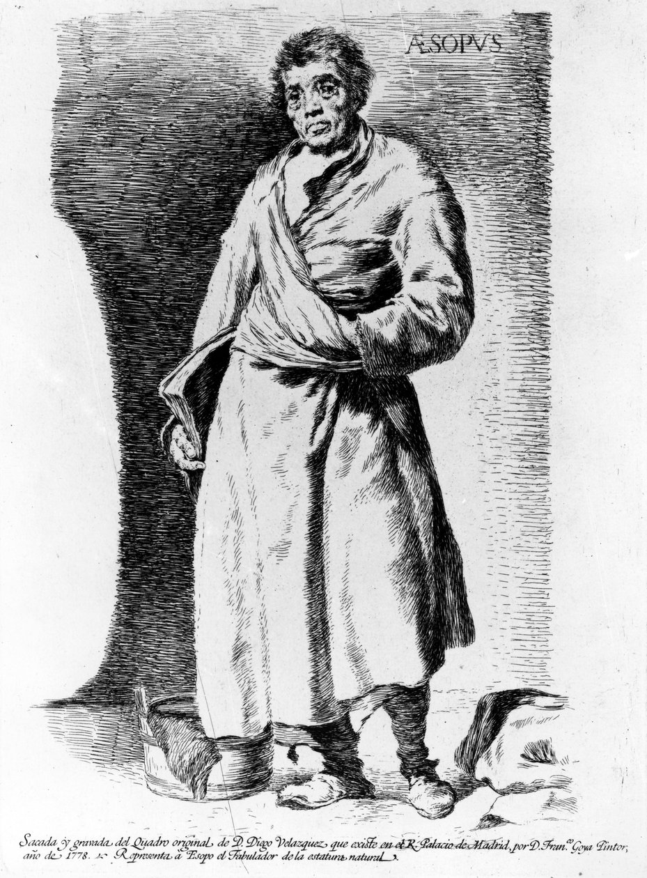 Aesop，1778年由Francisco de Goya和Lucientes制作的印刷品 作者 迭戈委拉斯开兹