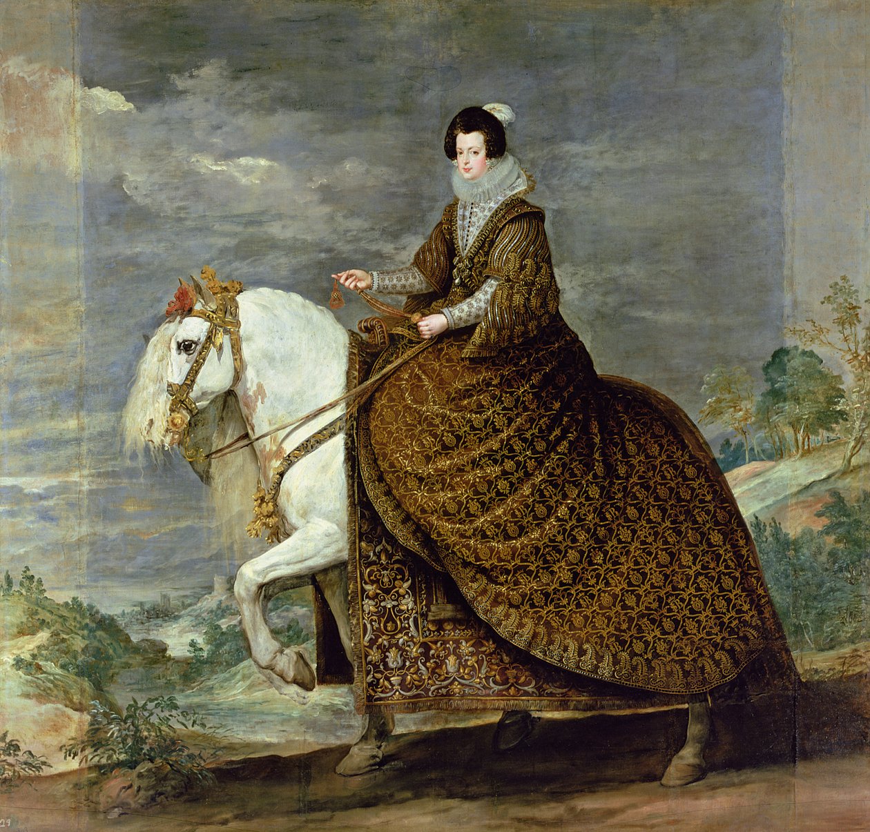 Elisabeth de法国骑马画象，西班牙的菲利普IV的妻子 作者 迭戈委拉斯开兹
