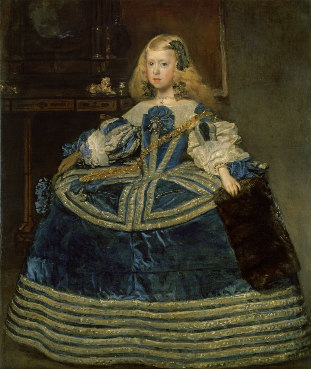 Infanta Margarita Teresa穿着蓝色连衣裙 作者 迭戈委拉斯开兹