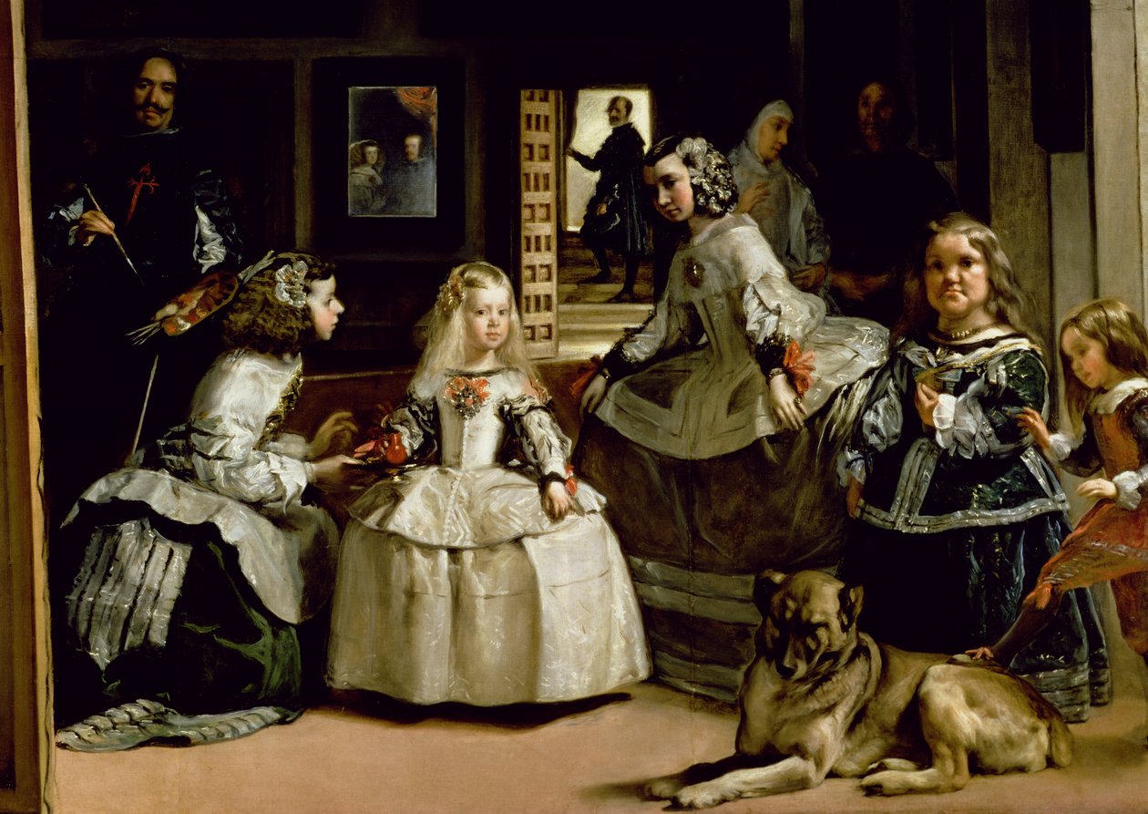 Las Meninas，下半部分的细节描绘了西班牙的菲利普四世（1605-65）的家庭，1656年（细节405） 作者 迭戈委拉斯开兹