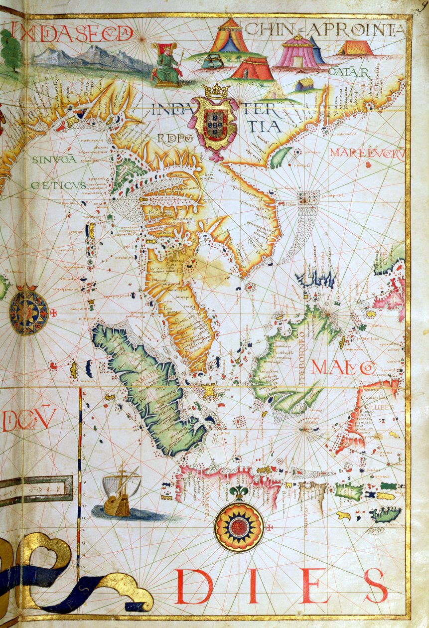 大陆东南亚，详细来自世界地图集，1565年 作者 迭戈·霍姆（Diego Homem）