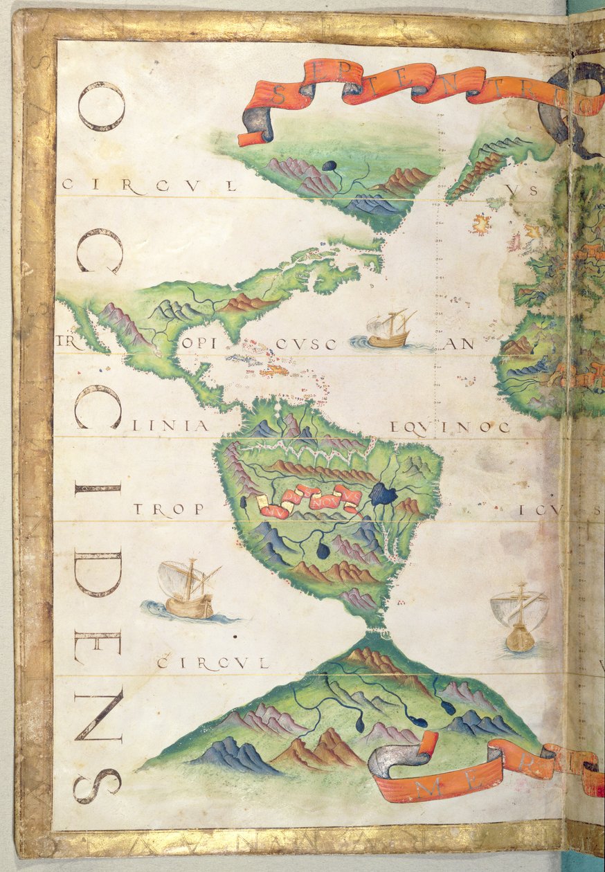 美洲，来自世界地图集的细节，1565（牛皮纸） 作者 迭戈·霍姆（Diego Homem）