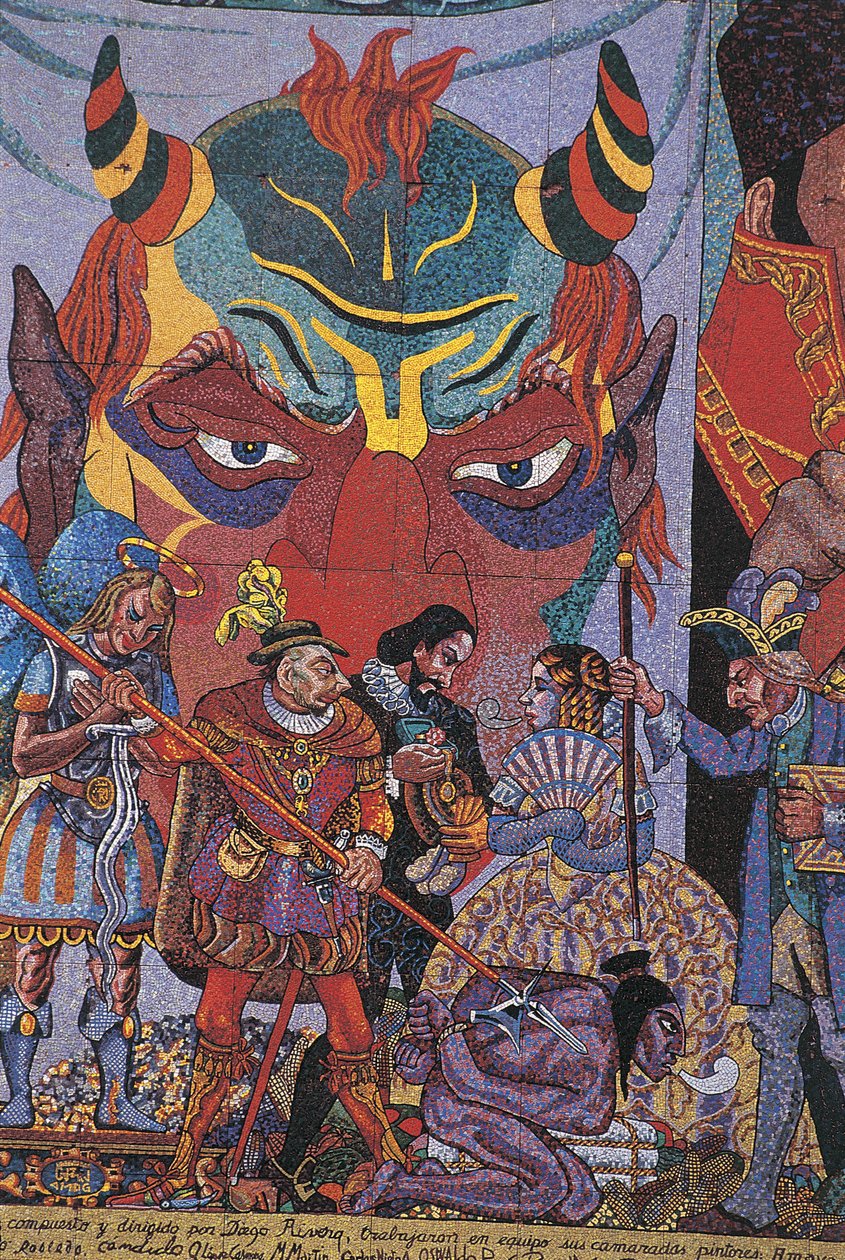 一幅画的特写，墨西哥墨西哥城 Insurgentes 剧院 作者 迭戈·里维拉