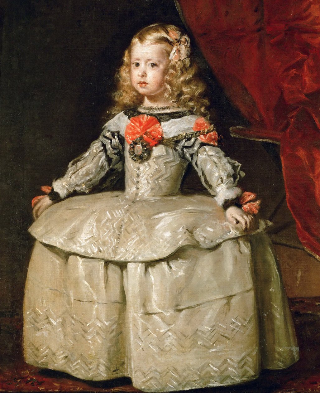 巴洛克风格:玛格丽特-特蕾莎(1651-1673)身着白色礼服的肖像》，贝拉斯克斯，迭戈（1599-1660），约1656年。布面油画 作者 迭戈委拉斯开兹