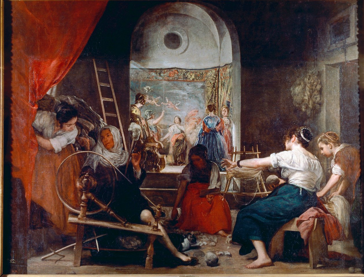Las Hilanderas 或 Arachne 寓言（布面油画，约 1653 年） 作者 迭戈委拉斯开兹