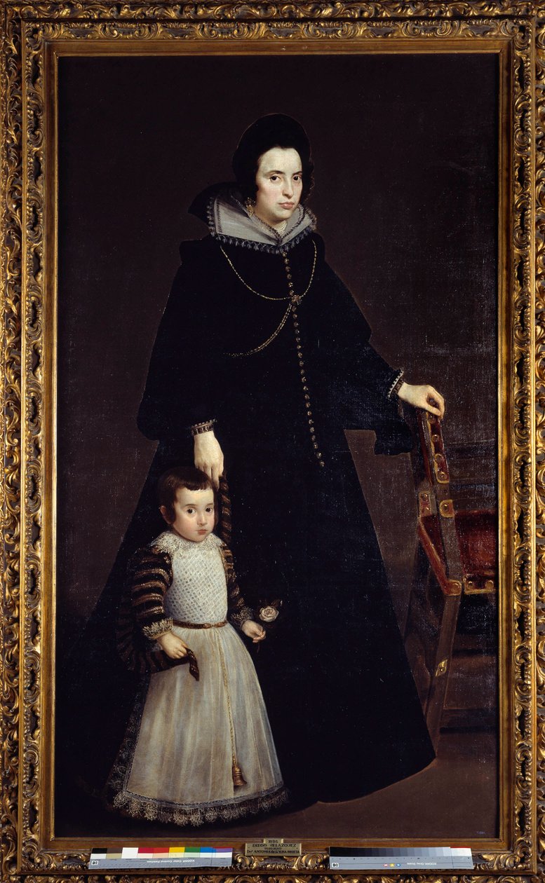 Antonia de Ipenarrieta 和她的儿子 Luis 的肖像。 Diego Rodriguez de Silva y Velasquez (1599-1660) 的绘画 作者 迭戈委拉斯开兹