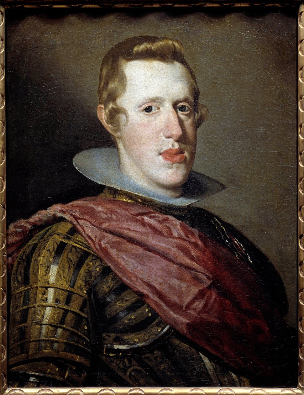 西班牙国王菲利普四世 (1605-1665) 的肖像。 Diego Rodriguez de Silva y Velasquez (1599-1660) 的绘画 作者 迭戈委拉斯开兹