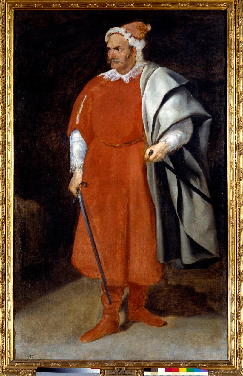 Castaneda vetu 的 Cristobal 小丑肖像，土耳其语（Barbarroja 或 Red Beard，Red Brabe）。 Diego Rodriguez de Silva y Velasquez (1599-1660) 作画，第 1637-40 卷。 布面油画。 昏暗：1,98 X 1,21m。 马德里，杜普拉多博物馆 作者 迭戈委拉斯开兹