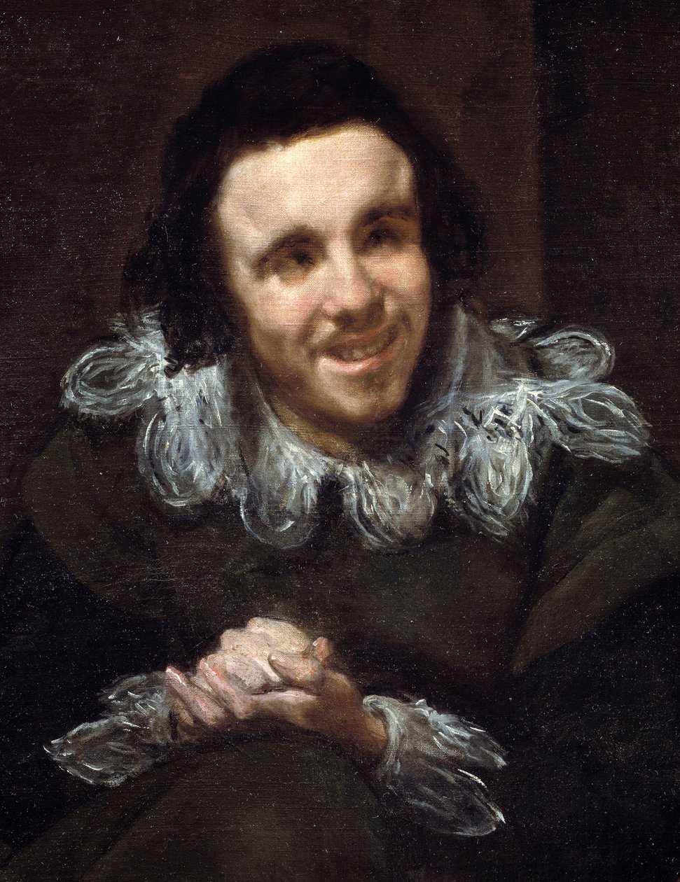 小丑唐璜卡拉巴西拉斯的肖像。 细节。 Diego Rodriguez de Silva y Velasquez (1599-1660) 的绘画 作者 迭戈委拉斯开兹