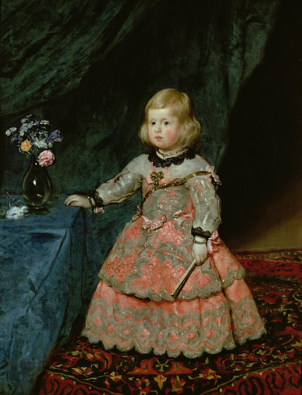穿着红色连衣裙的西班牙Infanta Margarita Teresa 作者 迭戈委拉斯开兹
