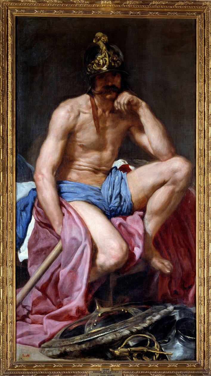 战神火星。 Diego Rodriguez de Silva y Velasquez (1599-1660) 的绘画 作者 迭戈委拉斯开兹