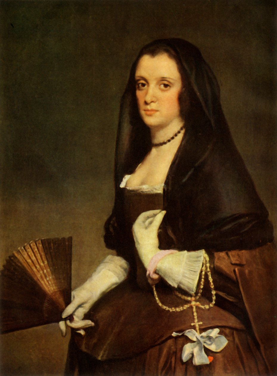 带风扇的女士，c1640，1946年。 作者 迭戈委拉斯开兹