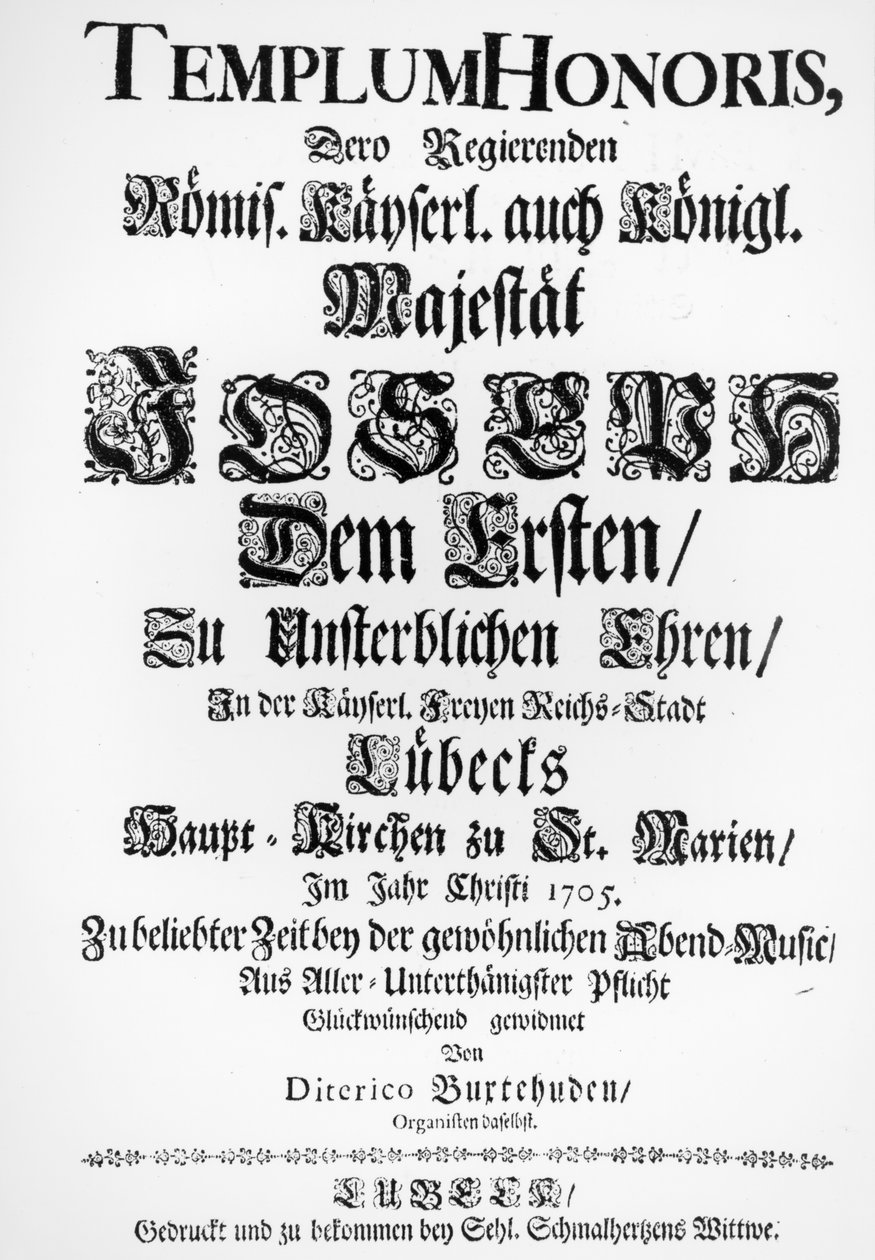 晚间音乐标题页，1705（打印） 作者 Dietrich Buxtehude