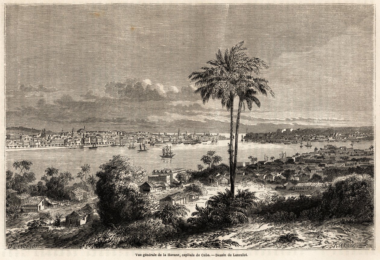 General view of Havana, capital of Cuba, drawing by Lancelot to illustrate the voyage to the island of Cuba, in 1859, by Richard Dana (1815-1882). Engraving in “” Le tour du monde, nouveau journal des voyages”” Paris 作者 Dieudonne Auguste Lancelot
