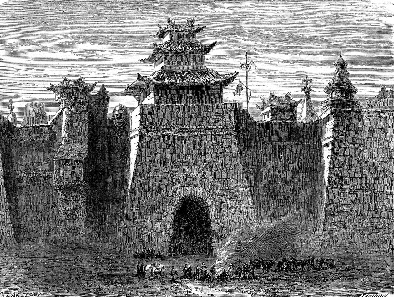 北京，中国的城墙和城门 作者 Dieudonne Auguste Lancelot