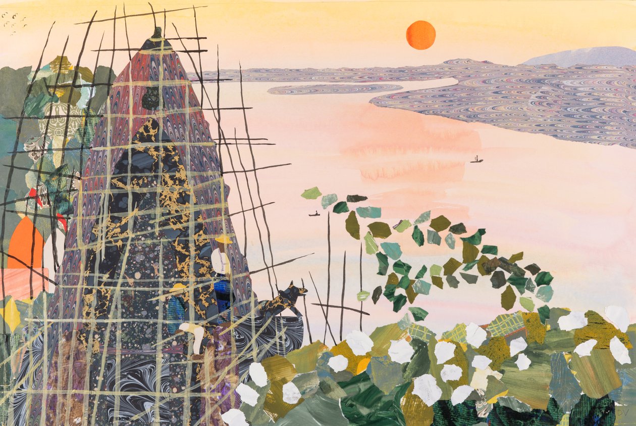 日出时的男人，印度，2020 年（拼贴画） 作者 