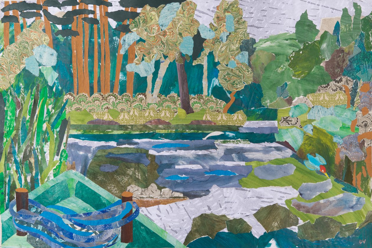 江边小憩，2017（拼贴画） 作者 