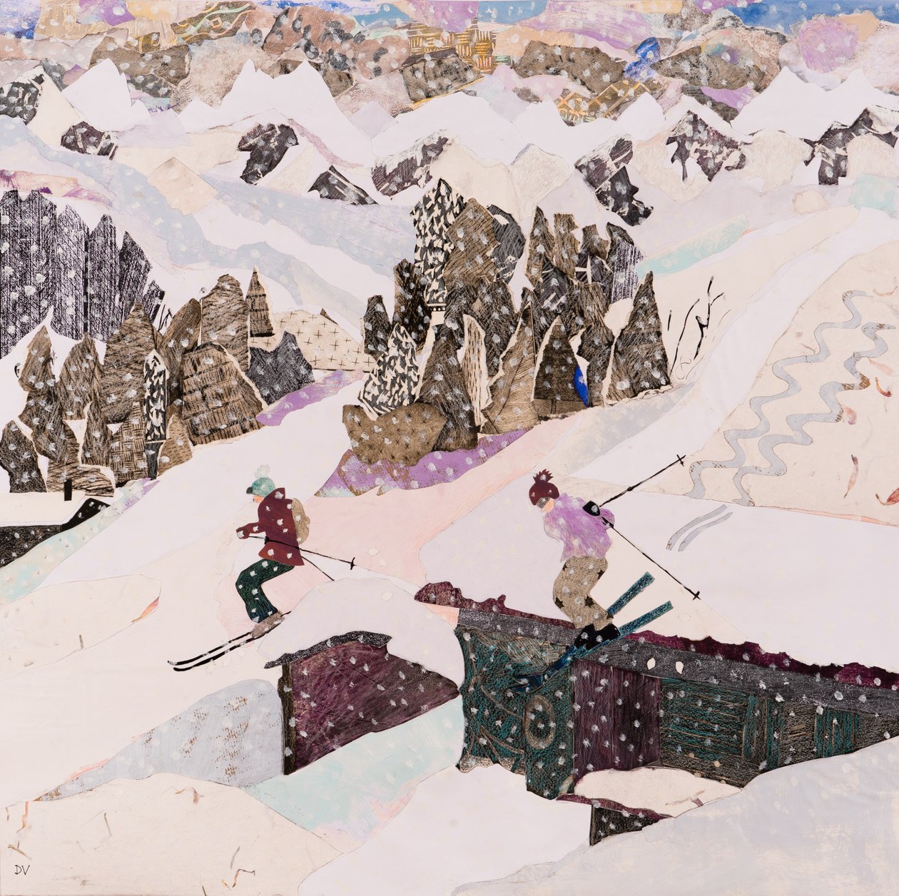 滑雪到午餐，2015 年（拼贴画） 作者 