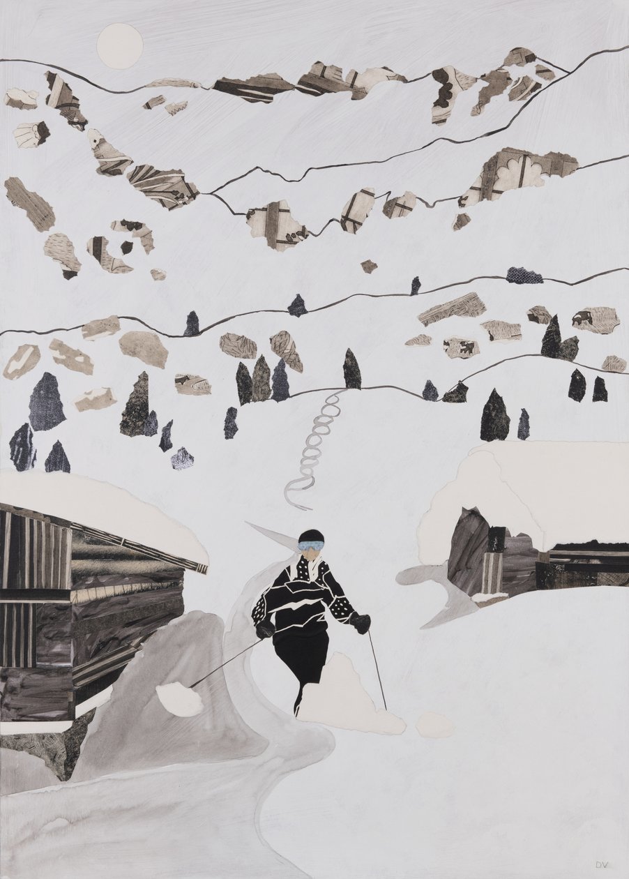 滑雪吃午餐（拼贴画） 作者 