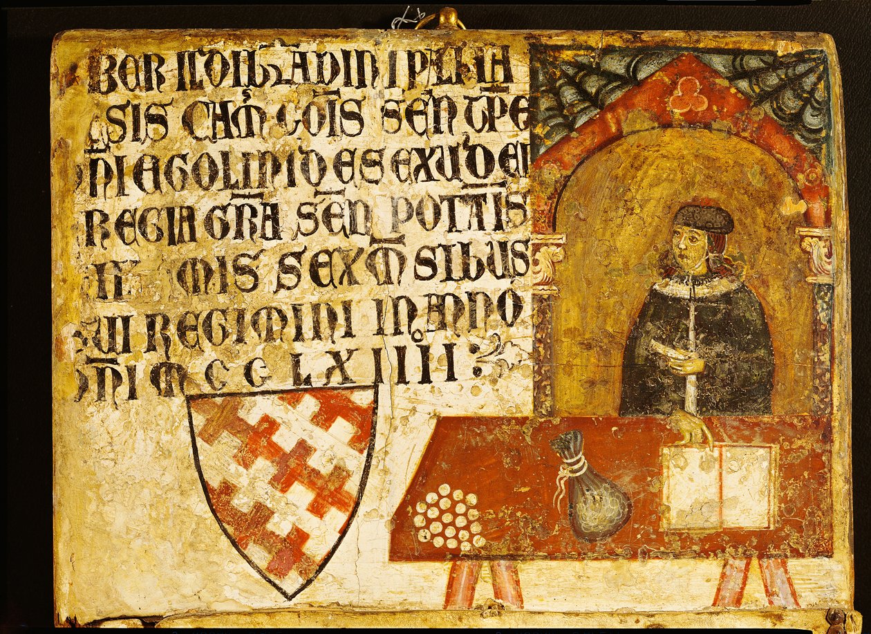 红衣主教Ildebrandino Paglieresi在他的办公桌，1264（面板上的蛋彩画） 作者 Diotisalvi或Dietisalvi de Speme