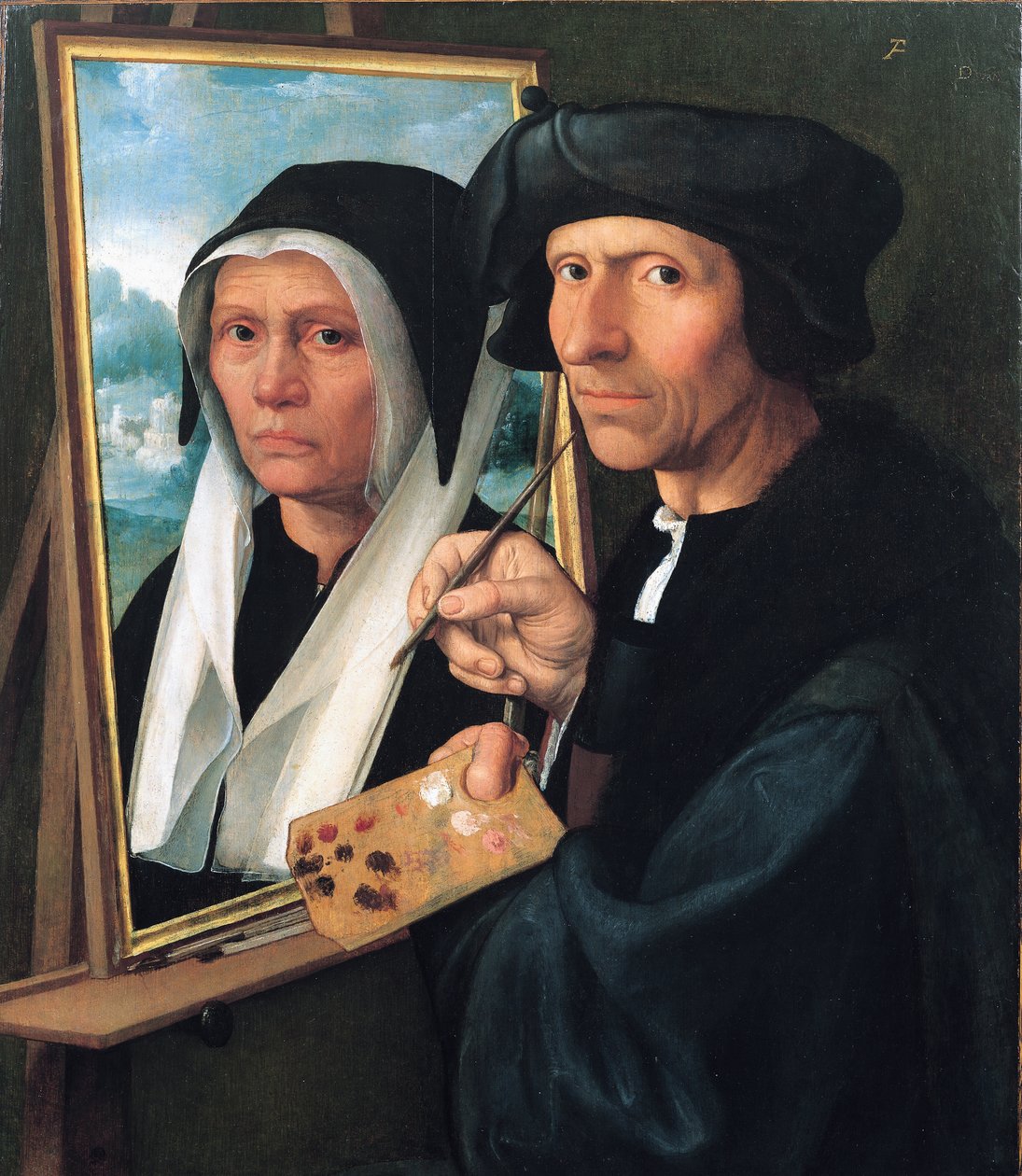 雅各布科内利斯。 van Oostsanen画他妻子的肖像。 作者 迪克·雅各布斯（Dirck Jacobsz）。