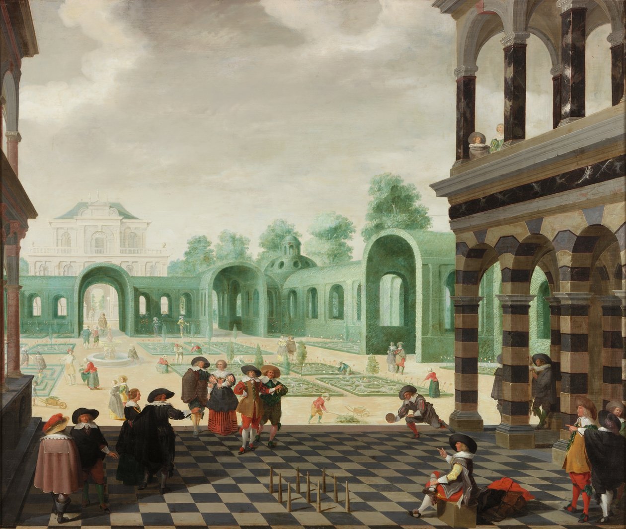 荷兰花园场景，1636年 作者 迪克·范·德伦