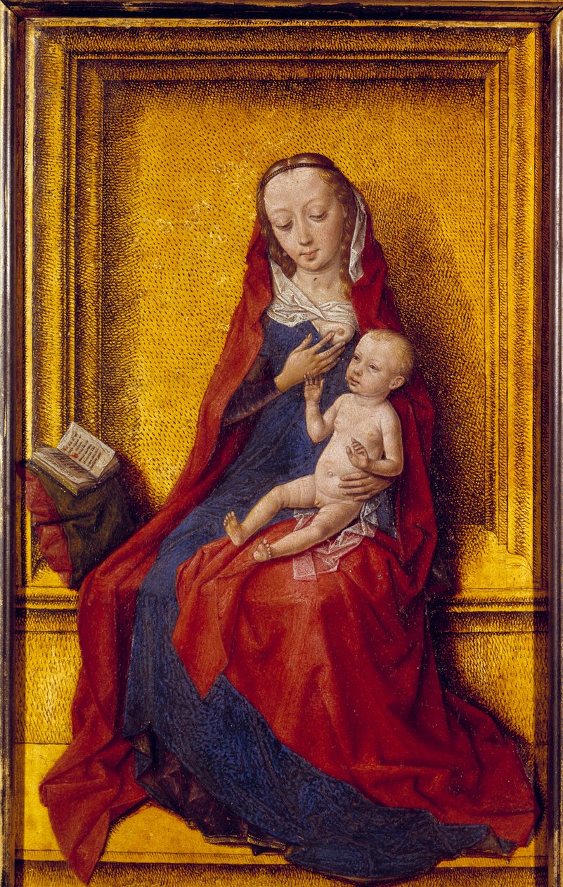 圣母有孩子。 绘画 deDirck (Dieric, Dirk) Buts the Old (the Elder) (1410-1475) 作者 迪克·布特斯