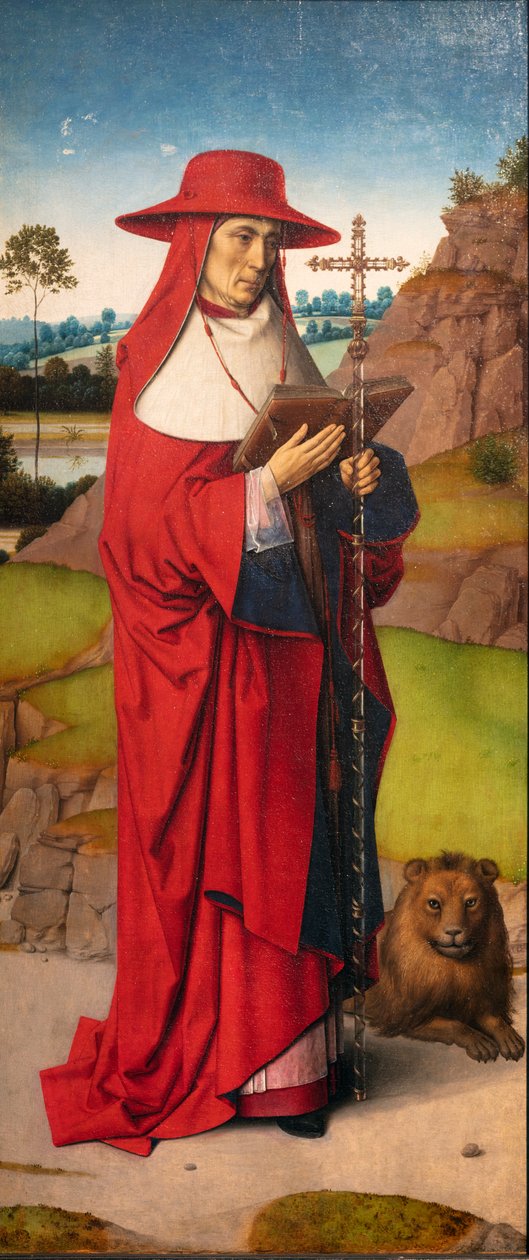 教区教堂（Parochiekerk Sint-Pieter）。绘画。Dirk Bouts.圣伊拉斯谟的殉难。约1460-1464年。细节。左边面板 作者 迪克·布特斯