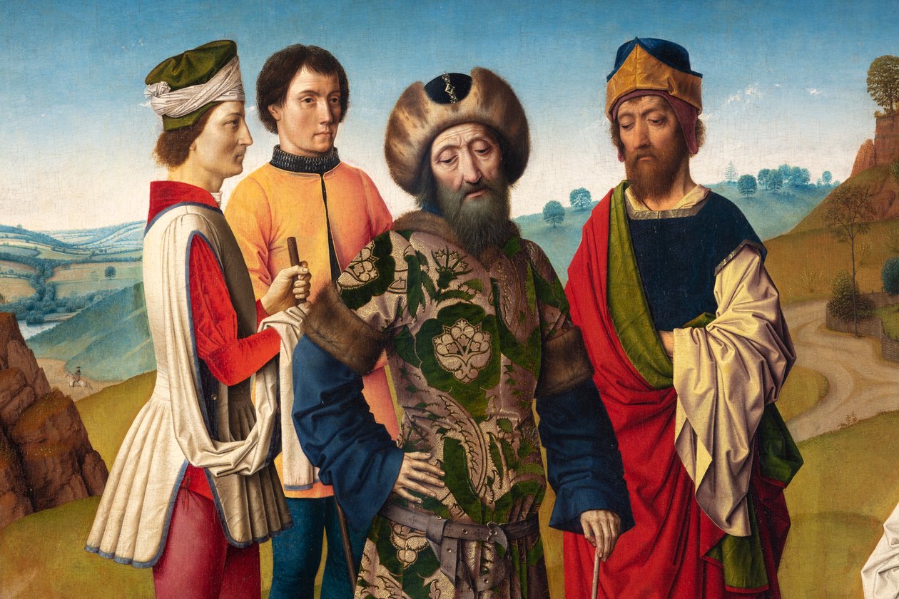 教区教堂（Parochiekerk Sint-Pieter）。绘画。Dirk Bouts.圣伊拉斯谟的殉难。约1460-1464年。细节。中央面板。 作者 迪克·布特斯