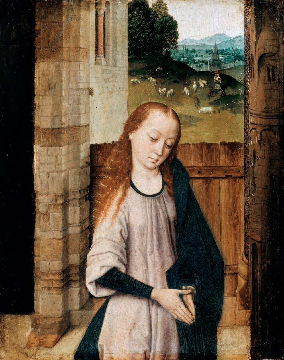 ""Vierge en adoration"" (Virgin in Adoration) Peinture de Dirk Bouts (1410/20-1475) 作者 迪克·布特斯