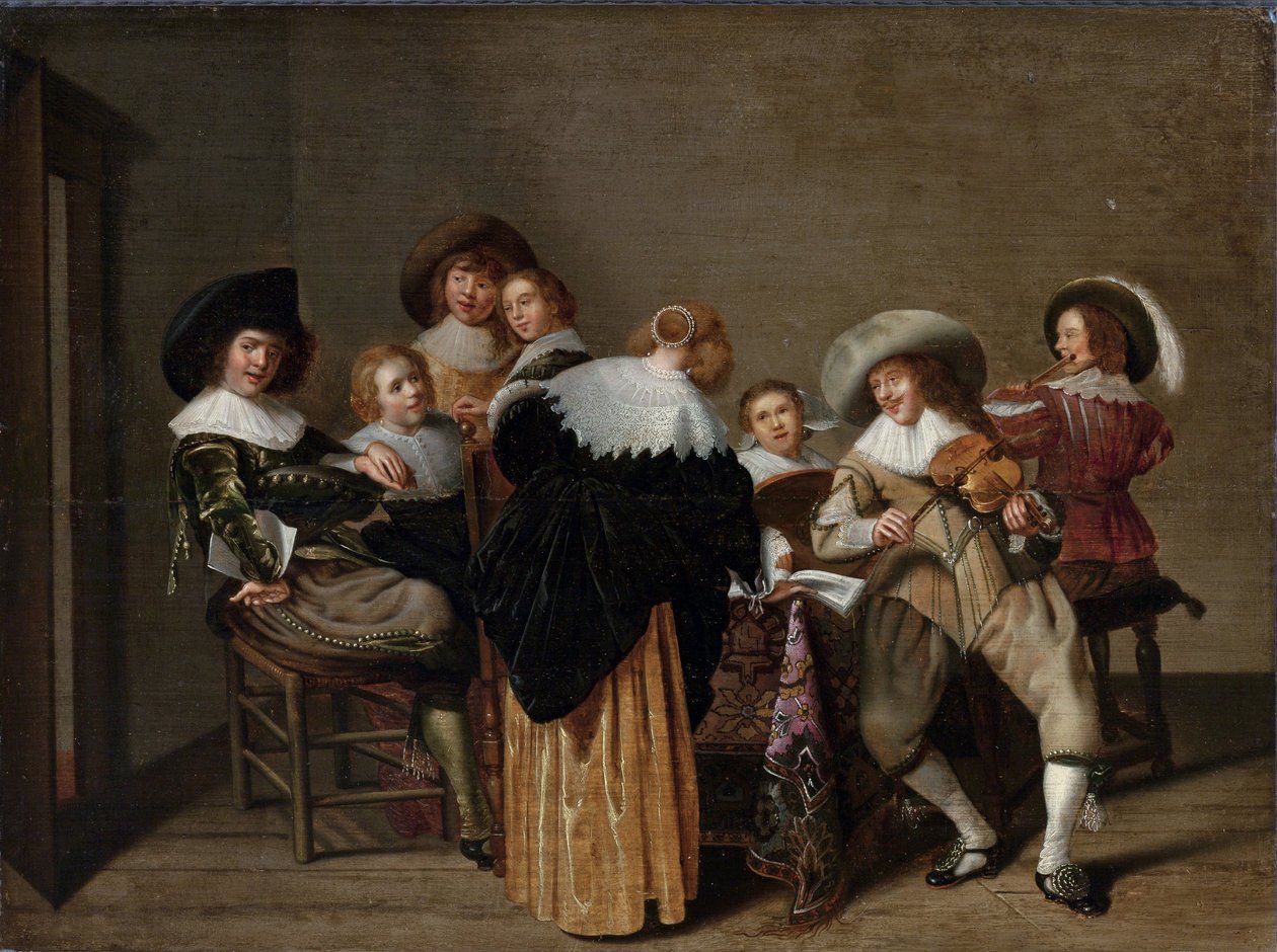 音乐派对 - peinture de Dirck Hals (1591-1656) - 木头油画 - 37x50 - 布拉格国家美术馆 作者 迪克脖子