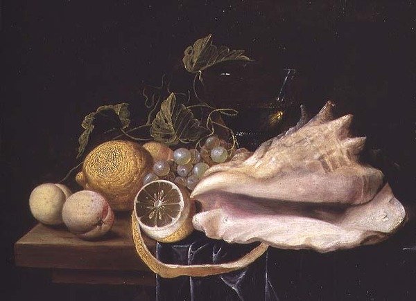血栓壳和水果的静物画 作者 Dirck Sauts