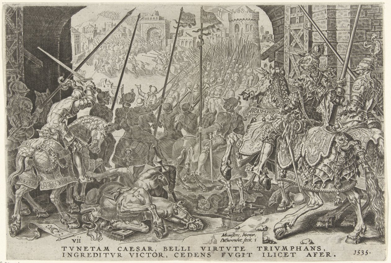 攻占突尼斯，1535 年
查理五世的胜利（系列标题）
Divi Caroli.V.imp.opt.max.victoriae,ex multis praecipuae（系列标题） 作者 迪尔克沃尔克茨。康赫特