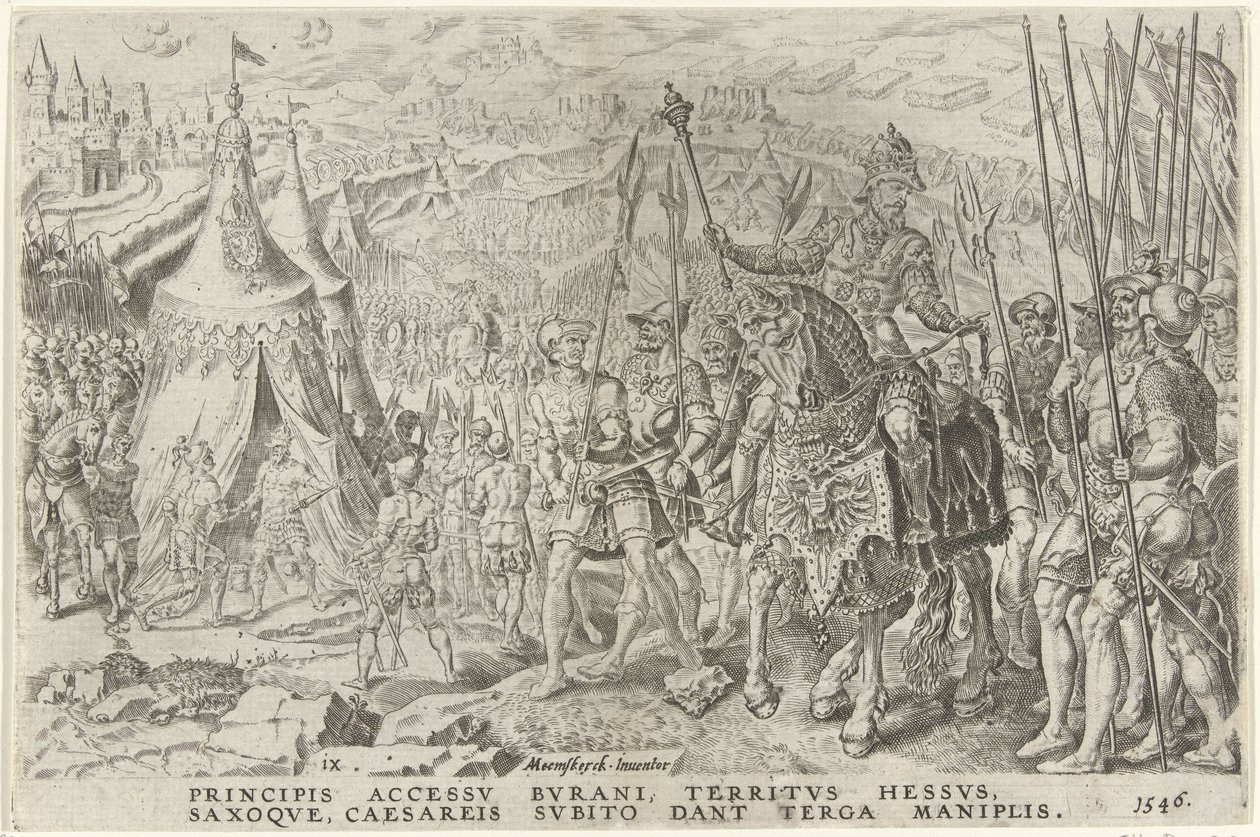 英戈尔施塔特的帝国营地，1546 年
查理五世的胜利（系列标题）
Divi Caroli.V.imp.opt.max.victoriae,ex multis praecipuae（丛书名） 作者 迪尔克沃尔克茨。康赫特
